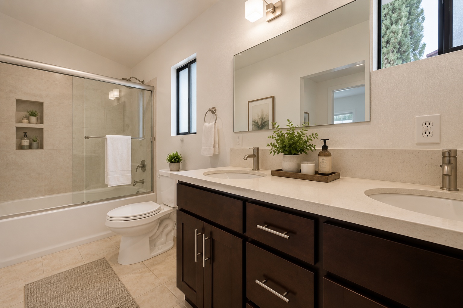 Virtually staged primary bathroom