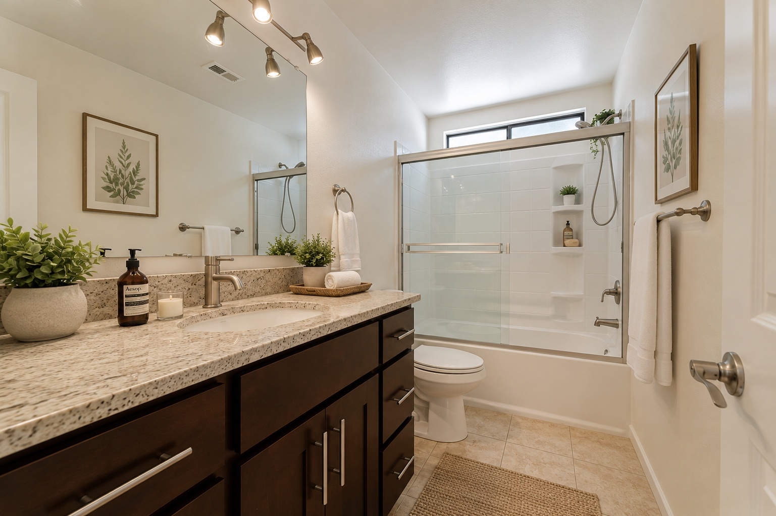Virtually staged secondary bathroom