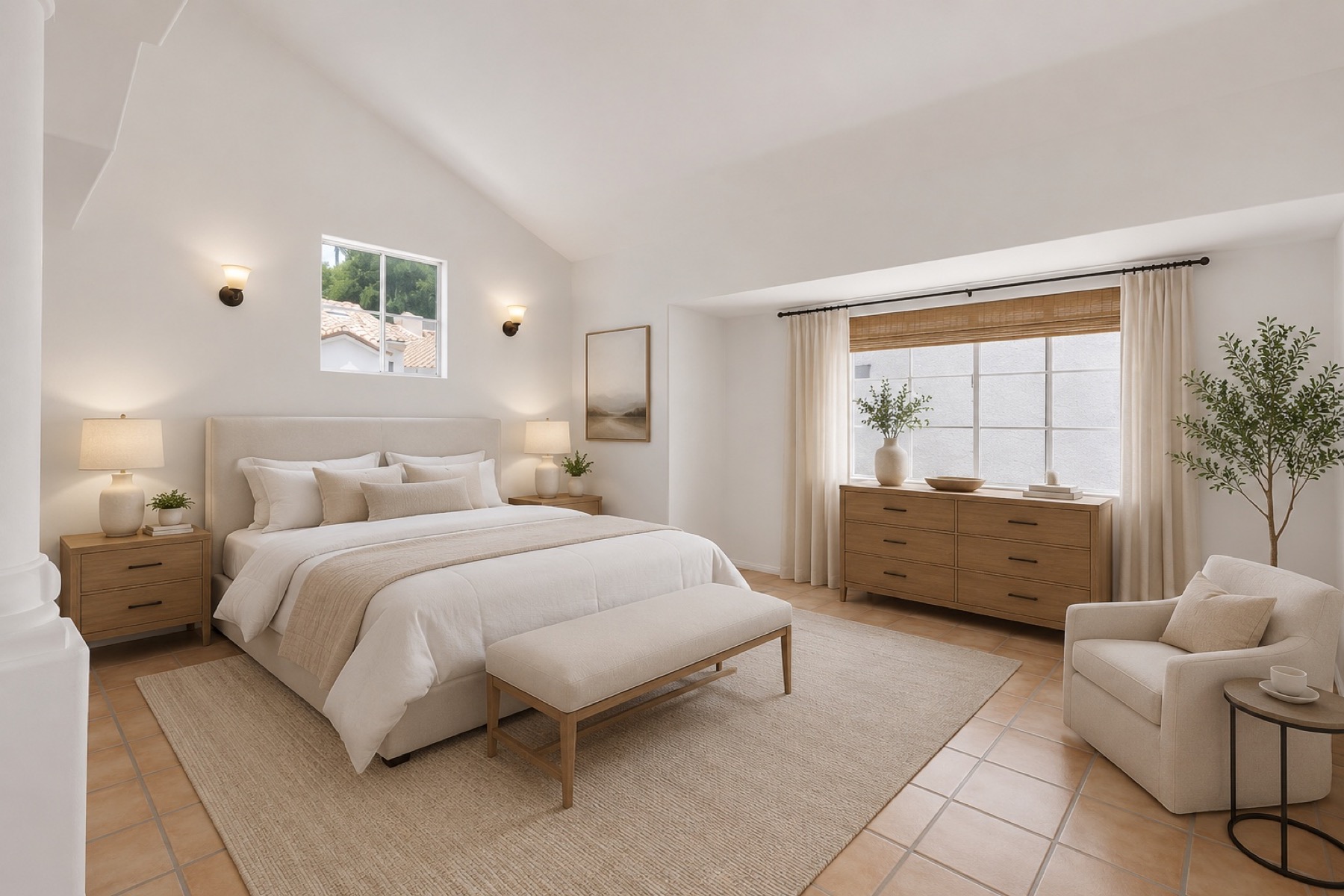 Virtually staged primary bedroom